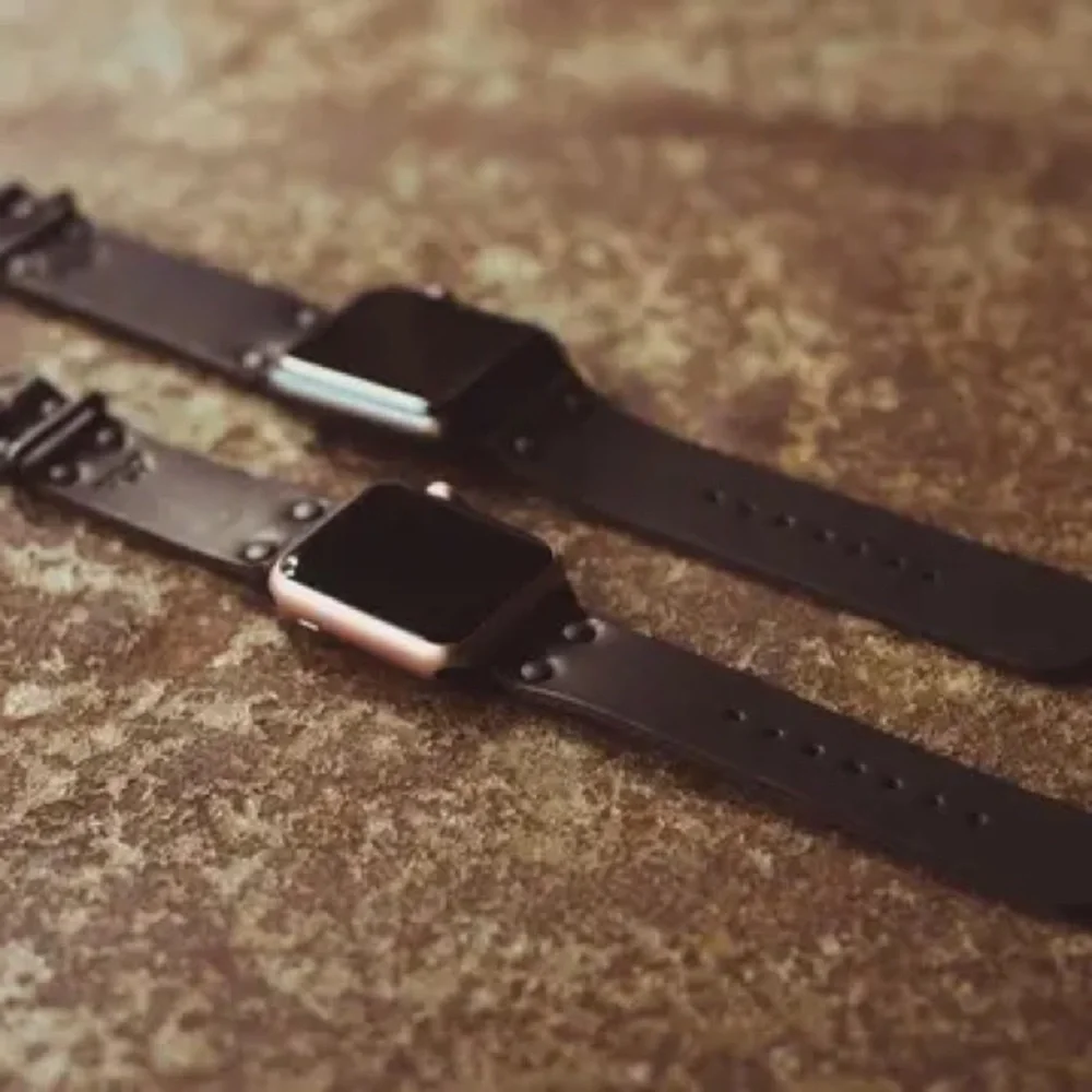 Black Leather Apple Watch Band